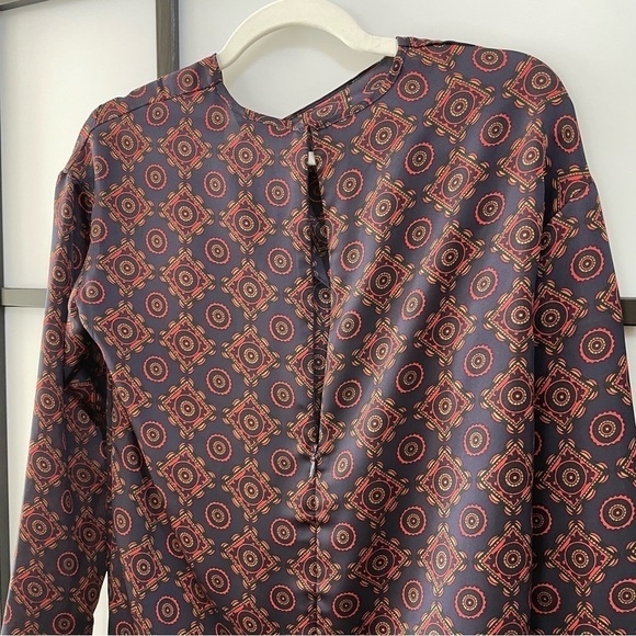 [XXS] Club Monaco Red & Navy Blue Nautical Knot Long Sleeve Blouse - Picture 6 of 11